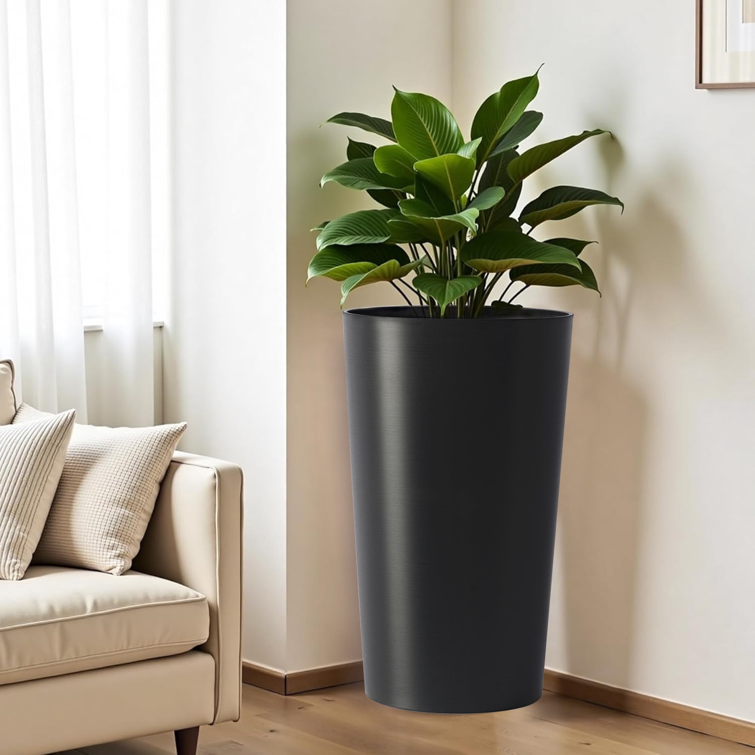 Modern Tall 21.7in Planters 2 Pack for Outdoor Plants