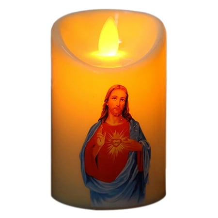 

HOTYA Jesus Christ Candle Light Led Tealight Christian Church Holy Decor Night Lights
