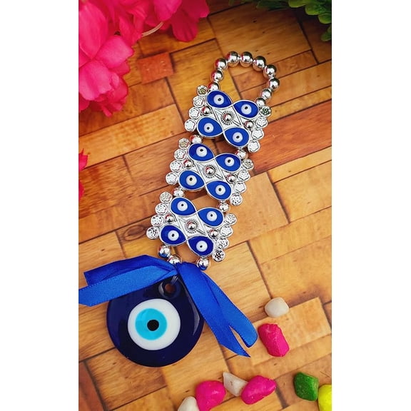 Plastic Evil Eye Hanging for Home House Entrance Door Decoration, Nazar Battu for Shop Office Living Room (Blue Eyes)