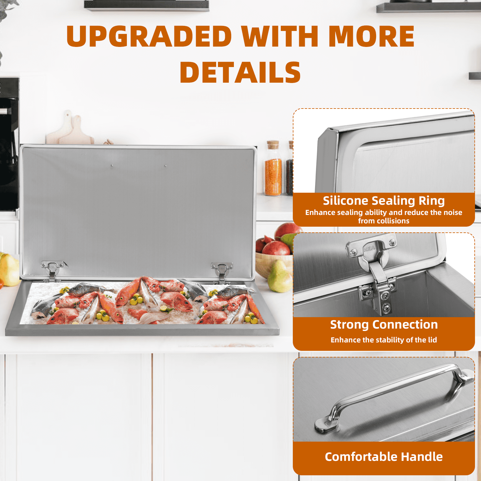 Accreate Stainless Steel Drop in Ice Chest - Commercial Ice Bin for Outdoor Kitchen Ice Bar & Cold Beverages