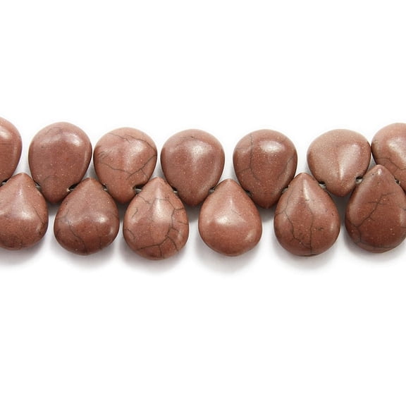 14x18mm 8 Inches Brown Howlite Puffed Teardrop Beads For Jewelry Making
