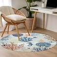 thumbnail image 5 of Marine Life Round Living Room Rugs 3.3 ft, Watercolor Seahorse Coral Starfish Gradient Blue Yellow Washable Area Rug with Non-Slip Sturdy Edge Binding Round Front Door Mat Floor Carpet for Entryway, 5 of 9