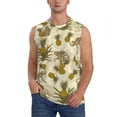 thumbnail image 2 of Lsque Monkeys and Pinealpples Print Men's Cotton Blend Sleeveless Muscle Shirts (S-3XL)- Moisture Wicking, Odor Protection, UPF 30+,X-Large, 2 of 8