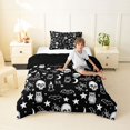 thumbnail image 3 of Homewish Halloween Skull Bats Twin Comforter Sets,Moon Stars Bedding Set,Black White,Black Reversible,2pcs,1 Comforter and 1 Pillowcase, 3 of 6