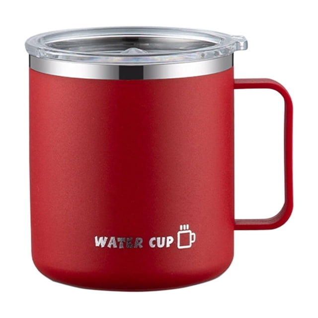 Vaso de agua de acero inoxidable con tapa, doble pared, aislamiento al vacío, 400 ml, tapa a presión a prueba de fugas, taza de café y té para oficina, hogar, viajes, grado alimenticio 304, negro,