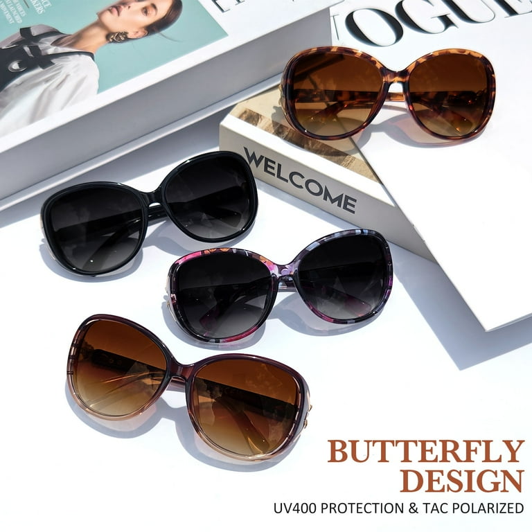 Sunier Oversized Butterfly Polarized Sunglasses, Brown Gradient photo 7