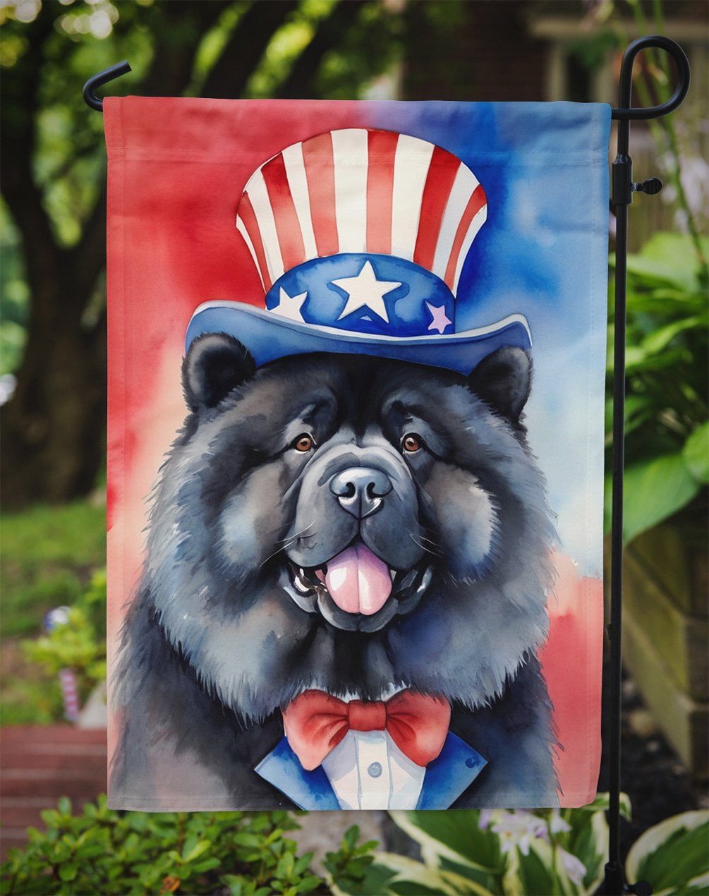 Chow Chow Patriotic Garden Flag 11.25 in x 15.5 in