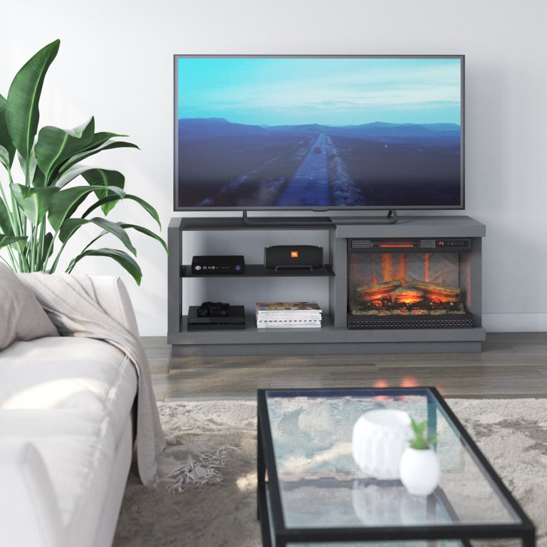 TV Stand for TVs up to 65 with ClassicFlame® PanoGlow Electric Fireplace,  Antique Gray - Walmart.com