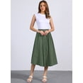 thumbnail image 4 of DARING DIVA Women's Button Decor Elastic Waist A-Line Skirts with Pockets M Army Green, 4 of 5