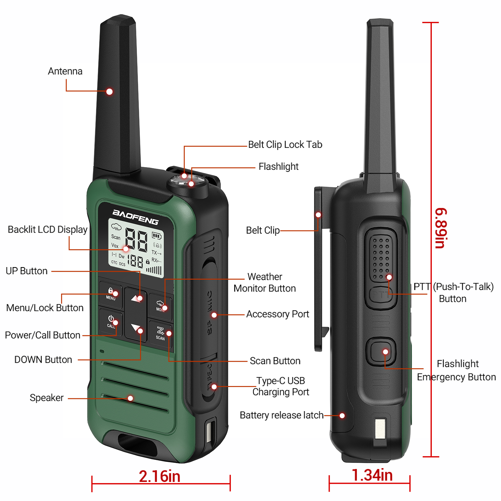 Abbree Rechargeable Walkie Talkies 2 Pack Long Range photo 2