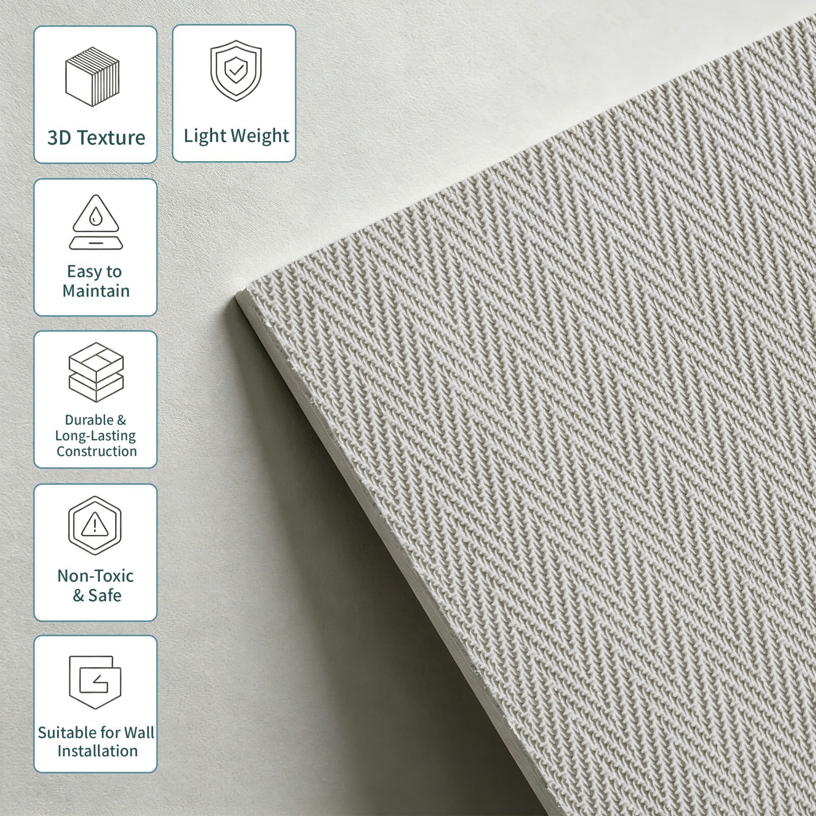 Easy4Home 8Pcs 24"x24" Flexible Stone Wall Panels 3D Faux Stone Woven Texture Decorative Wall Tiles for Interior and Exterior Wall, White