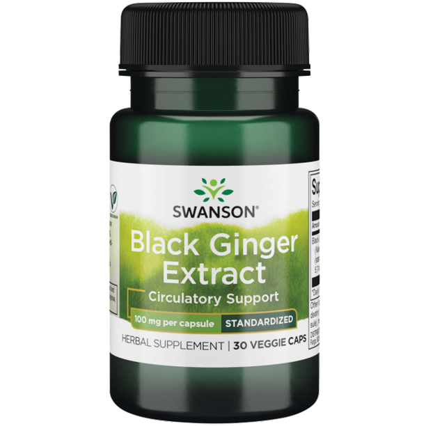 Swanson Black Ginger Extract 100 mg 30 Veggie Capsules.