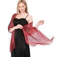 thumbnail image 3 of SWSMCLT Women's Metallic Shawls & Wraps Wedding Wrap Scarf Sheer Fringe Silver Cardigan Soft Elegant Formal Amaranth One Size, 3 of 4