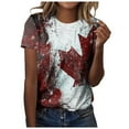 thumbnail image 1 of TSADFHJI Hauts pour Femmes Blouses Habillées Mode Dorée pour Femmes Col Rond Manches Courtes T-Shirts d'Été Vacances Imprimé Floral Blouses Grande Taille S Rouge, 1 of 4