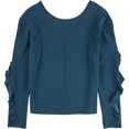 thumbnail image 1 of bar III Womens Ruffle-Sleeve Pullover Blouse, Blue, X-Large, 1 of 2