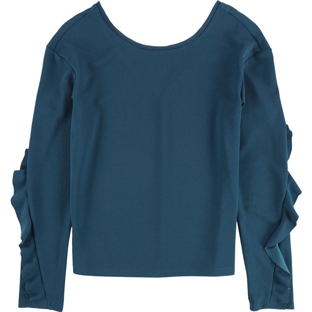 bar III Womens Ruffle-Sleeve Pullover Blouse, Blue, X-Large
