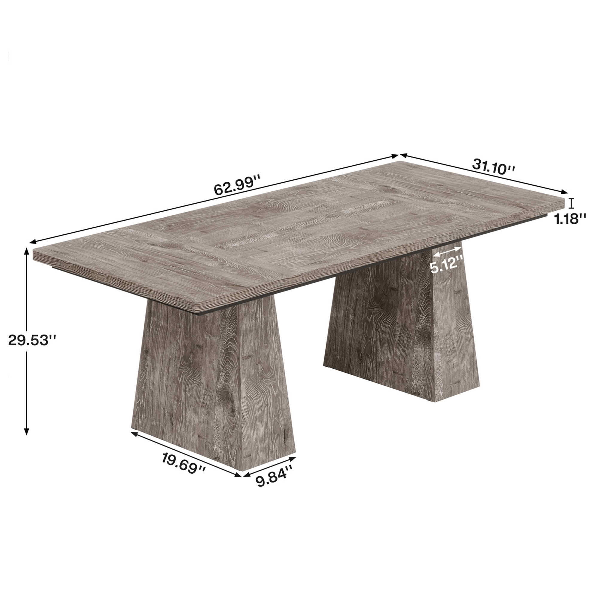 MAYEERTY 63" Rustic Dining Table, Heavy-Duty Multipurpose Table for Home & Office, Easy Assembly