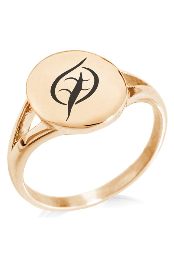 Stainless Steel Elemental Earth Nation Minimalist Oval Top Polished Statement Signet Ring