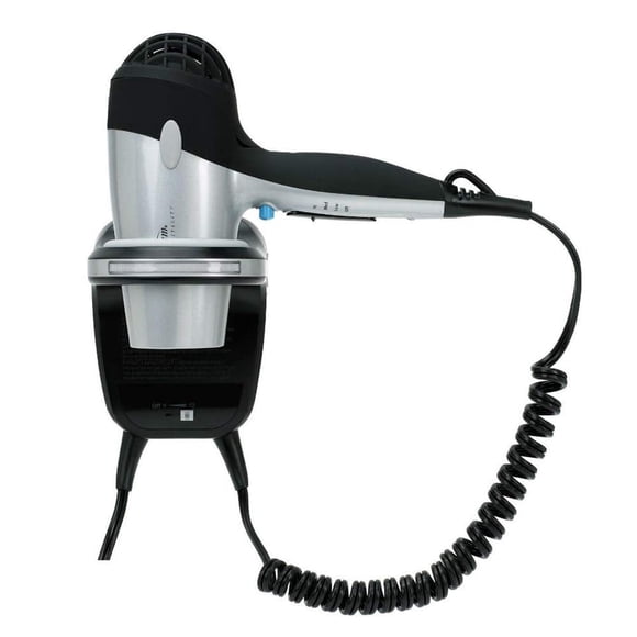 Sunbeam Séchoir à Cheveux Ionique Mural GreenSense à Double Watts et 3 Vitesses avec Veilleuse DEL à Intensité Réglable et Support, Noir et Argent