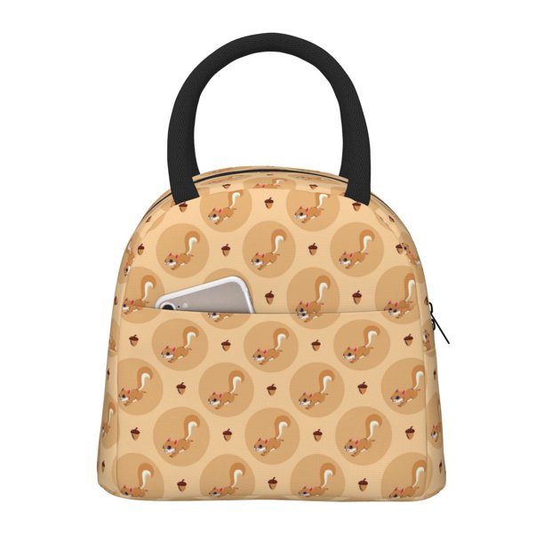 Fotbe Squirrel And Nuts Bolsa de Almuerzo con Estampado, Lonchera Aislada, Contenedor de Comida Reutilizable Tipo Cooler a Prueba de Fugas