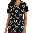 thumbnail image 5 of cocolona Scrubs for Women, V-Neck Short Sleeve Scrubs Tops Valentines Day Workwear Uniform T-shirts with Pockets, 5 of 5