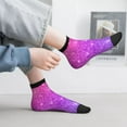 thumbnail image 2 of Rateoe Pink Purple Glitter Pattern Quarter Crew Socks,Toe Seamed Ankle Socks,Cotton Cushioned Breathable Athletic Crew Sports Socks, 2 of 7