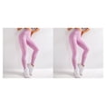 thumbnail image 4 of Sonducket Leggings deportivos para mujer, costura de Yoga, ejercicio suave, pantalones para correr transpirables, pantalones de color sólido, Rosa XL 2piezas, 4 of 6