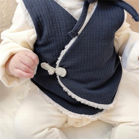 

Quealent Newborn Baby Infant Girls Boys Spring Winter Fleece Warm Thick Vest Clothes Boys 5 Long Sleeve Shirts Navy 18-24 Months