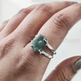 thumbnail image 4 of Natural Emerald Ring, Rough Emerald Gemstone Ring, AAA May Birthstone, 2 Hammered Band, 925 Sterling Silver, Womens Ring, Christmas, Thanksgiving, Handmade, Statement Jewelry, Rough Gemstone Jewelry, 4 of 5