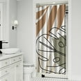 thumbnail image 2 of Small Stall Narrow Shower Curtain 36"W x 72"L – Tropical Bohemian Leaves, Mid-Century Abstract Boho Botanical Bathroom Decor, Vintage Floral Palm Leaf Pattern, Rustic Tribal Folk Style, 2 of 5