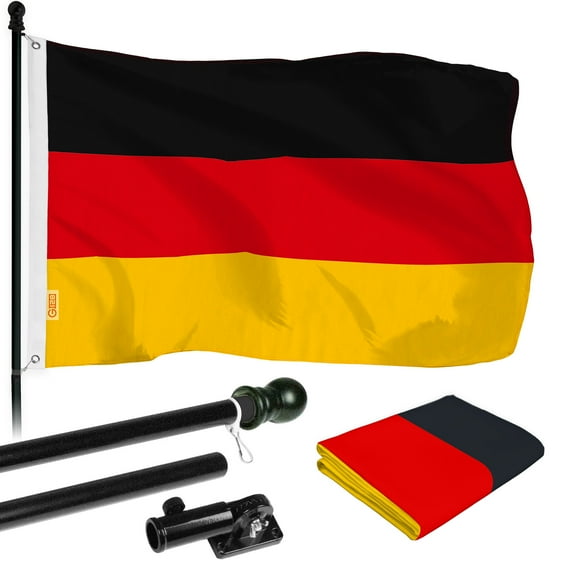 G128 - 6 Feet Tangle Free Spinning Flagpole (Black) Germany Brass Grommets Printed 3x5 ft (Flag Included) Aluminum Flag Pole
