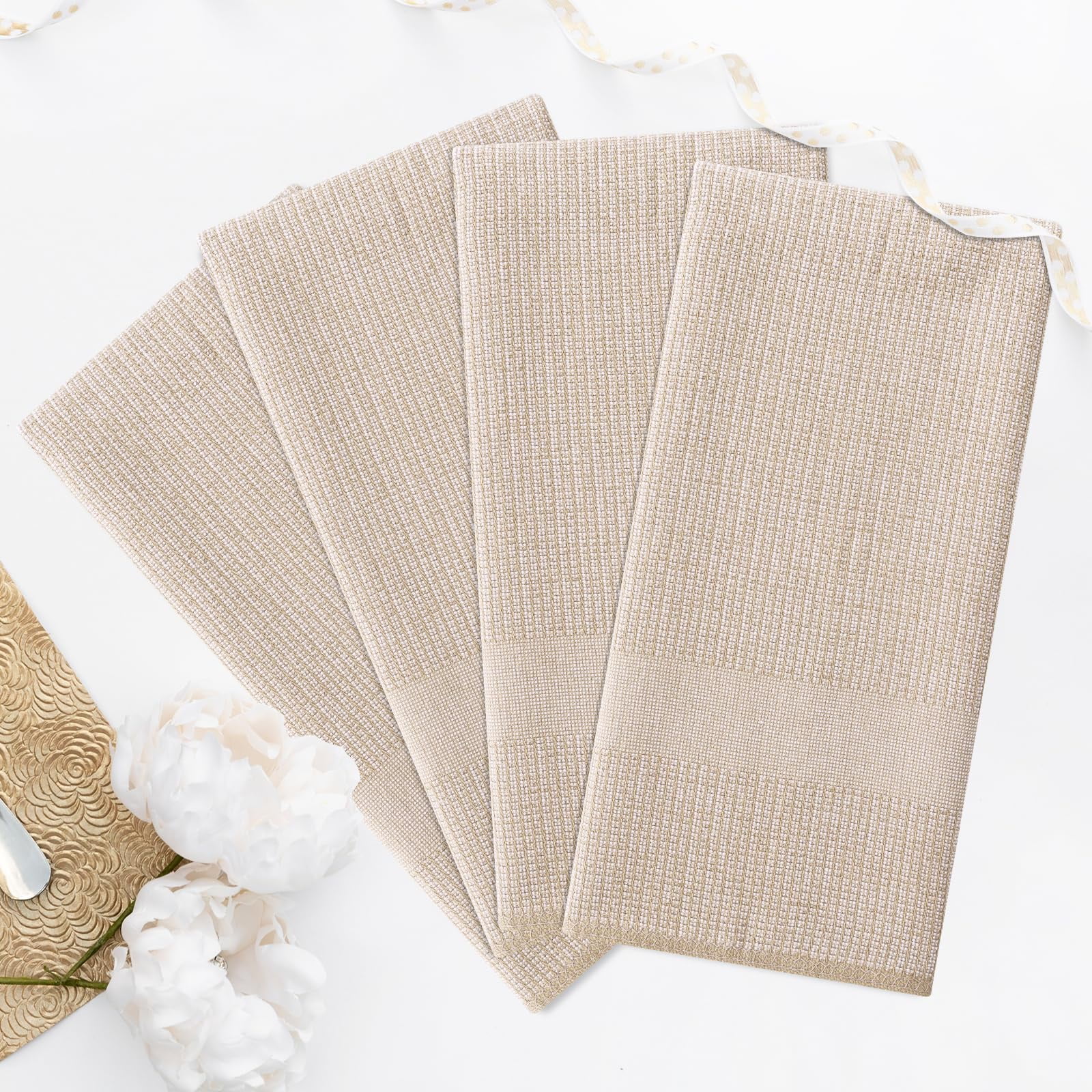 decorUhome Premium Kitchen Towels(18"x 28", 6 Pack), Large Cotton Kitchen Hand Towels, Khaki