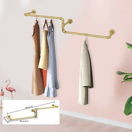 CNCEST Gold Modern Wall Mounted Vintage Iron Clothes Rack