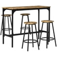 thumbnail image 1 of Industrial 5-Piece Bar Table Set with Counter Height Stools - Rustic Brown Kitchen Dining Set for 4 - Compact Design for Small Spaces, 1 of 7