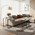 thumbnail image 6 of HomGarden Set of 3 Industrial Nesting Sofa Side Table Indoor MDF C-shaped Stacking End Table Rustic Brown, White Marble Pattern, 6 of 13