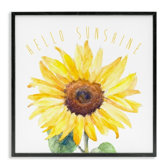 Stupell Industries Hello Sunshine Bloom Plants & Flowers Painting Black Framed Art Print Wall Art, 12 x 12