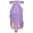 thumbnail image 3 of DARING DIVA Women's Platform Cross Strap Stiletto Heels Mary Jane Pumps Purple 7, 3 of 5