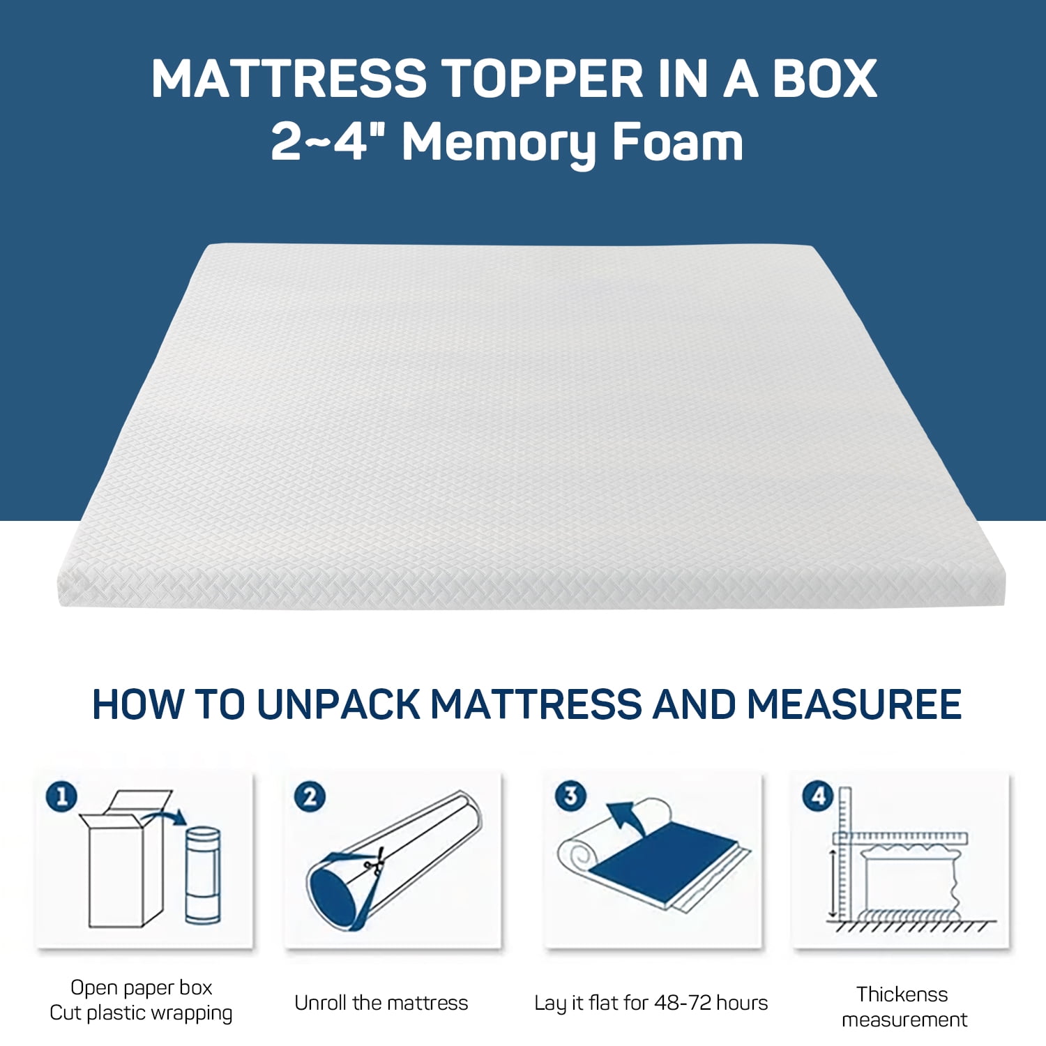 2 Inch TwinXL Mattress Topper With Cover, Foam Mattress Topper for Back Pain, Gel Infused Mattress Pad
