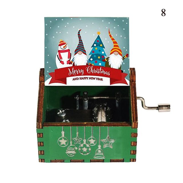 Caja de música de manivela manual de madera, tema musical de Feliz Navidad, caja de música de Parque jurásico, decoración de fiesta de Navidad, árbol de Santa Claus, regalos de cumpleaños