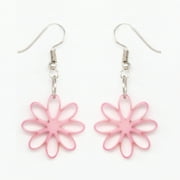 Tagua Earrings Flowers in Pink, Handmade Fair Trade, Lightweight by Florama Natural Jewelry