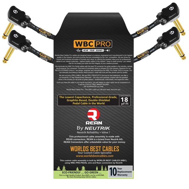 2 Units - 6 Inch - WBC-PRO-Pedal â?? 22 AWG - Low-Cap (18pF/ft) â?? Pro-Grade â?? Graphite-Based - Dual-Shielded Pedal, E