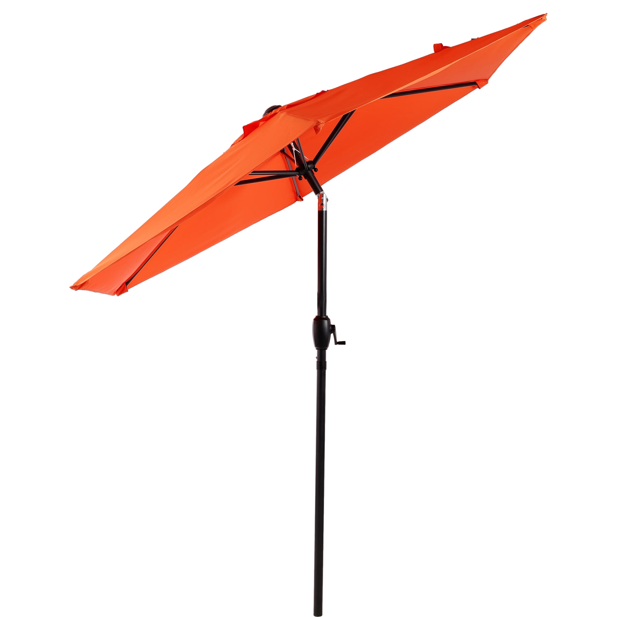 Leumius 7.5FT Patio Umbrella,Outdoor Market Yard Umbrella, Sun Shade Umbrella with Push Button Tilt and Crank Mechanism for Garden, Deck, Pool and Backyard, Not Include Umbrella Base,Orange