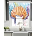thumbnail image 5 of Summer Coastal Tie Up Curtains for Window, Thermal Insulted Balloon Shade Adjustable Rod Pocket Curtains Valance Panels for Kitchen Bathroom Cafe 42 x 54 Ocean Colorful Shell Coral, 5 of 6
