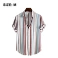 thumbnail image 2 of Camisas con botones de popelina de corte regular y manga corta a rayas para hombre, 2 of 8