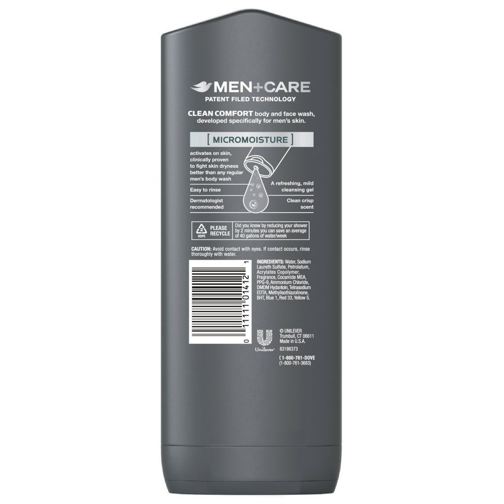 Dove Men + Care Body & Face Wash, Clean Comfort 13.50 oz ( Pack of 2)