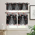 thumbnail image 6 of Christmas Tree Kitchen Curtains and Valances Set, Rod Pocket Curtains Tier Farmhouse Window Curtains 36 Inch Length, Xmas Silver Leaves Snowflake Red Ball 3 Piece Kitchen Curtains Set, 6 of 6