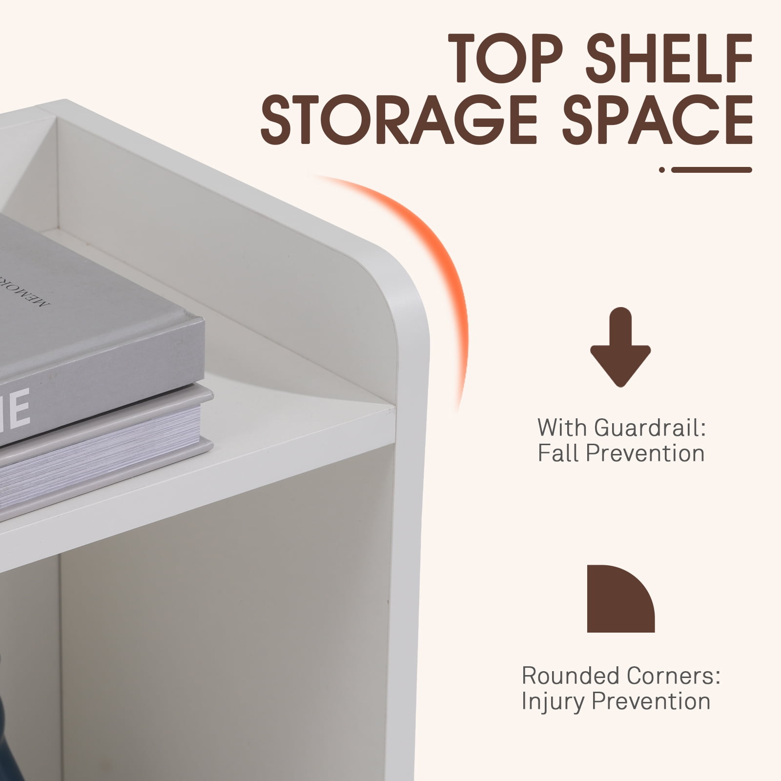 Desktop Bookshelf, Office Desktop Shelf, Wood Desk Hutch for Computer Desk, Adjustable Display Rack, Multipurpose Desktop Bookshelf Storage Organizer, White