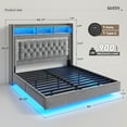 thumbnail image 2 of EnHomee Floating Bed Frame with Headboard Queen Size Bed Frame with LED Light & Charge Station,Gray, 2 of 8