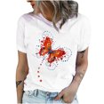 thumbnail image 1 of Pompotops T-Shirts à Col Rond Imprimé Papillon pour Femmes, Manches Courtes, Blouse, 1 of 6