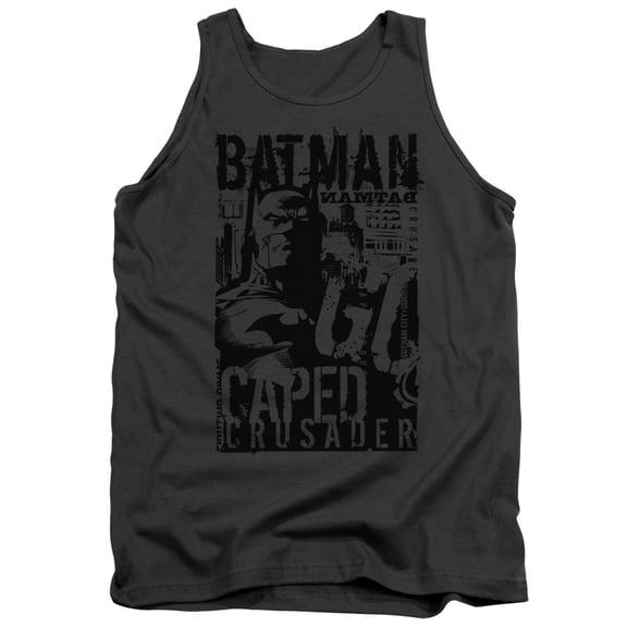 Batman Caped Crusader Adult Tank Top Charcoal